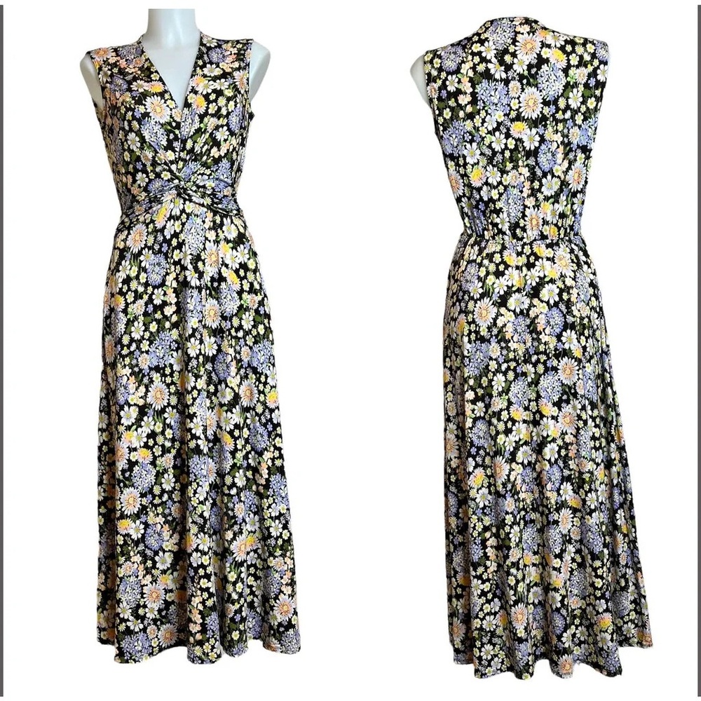 Dress XS Twist Front V-Neck Sleeveless Pocket Multicolor